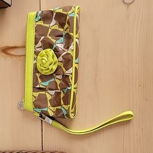 Vintage Vera Bradley Frill Wristlet "Sittin in a Tree" Vinyl Cosmetic Pouch